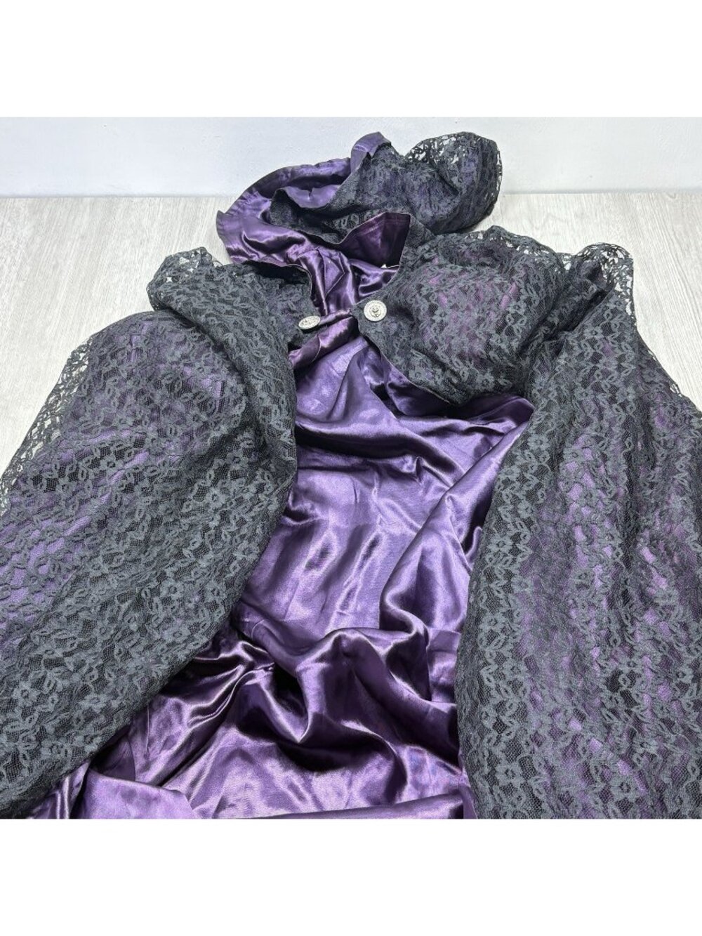 Crella Reversible Hooded Black & Purple Wicca Witchy Cape Vampire Ware